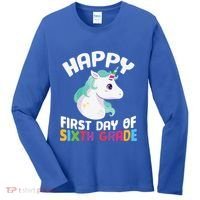 Happy Sixth 6Th Grade Back School 1St Day Of School Unicorn Gift Women's Long Sleeve Shirt thumb 0