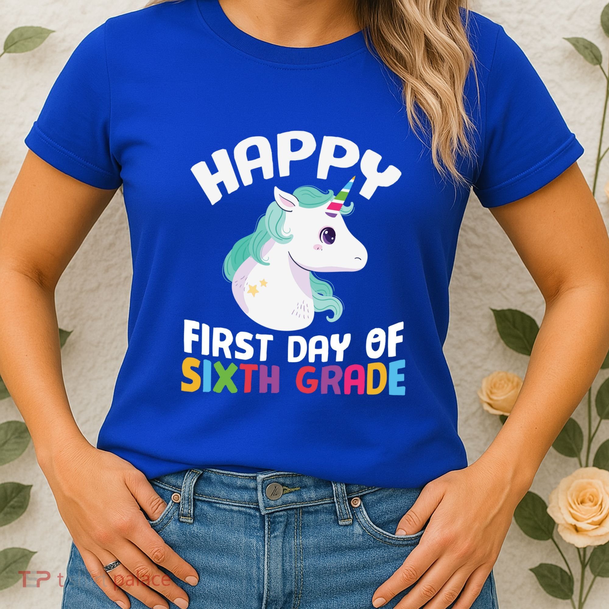 Happy Sixth 6Th Grade Back School 1St Day Of School Unicorn Gift Women's T-Shirt