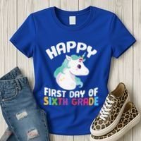 Happy Sixth 6Th Grade Back School 1St Day Of School Unicorn Gift Women's T-Shirt thumb 3