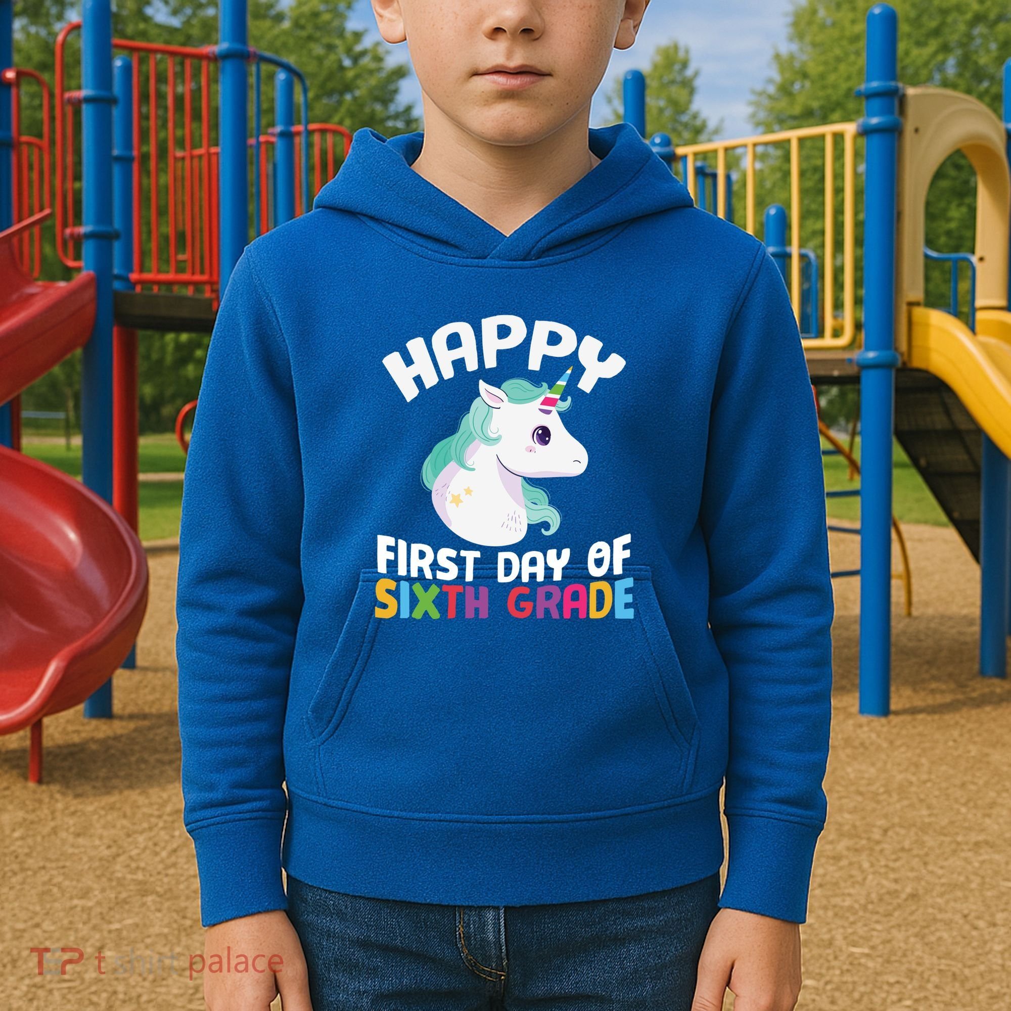 Happy Sixth 6Th Grade Back School 1St Day Of School Unicorn Gift Kids Hoodie