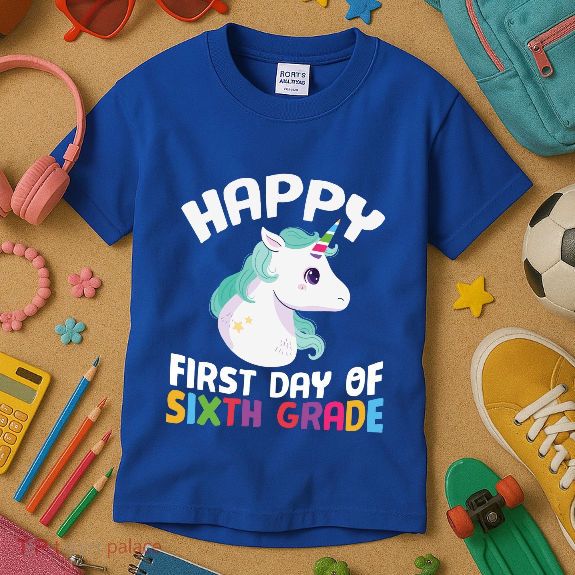 Happy Sixth 6Th Grade Back School 1St Day Of School Unicorn Gift Kids T-Shirt