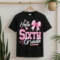 Hello Sixth 6th Grade First Day Of School Coquette Teacher Girl T-Shirt thumb 2