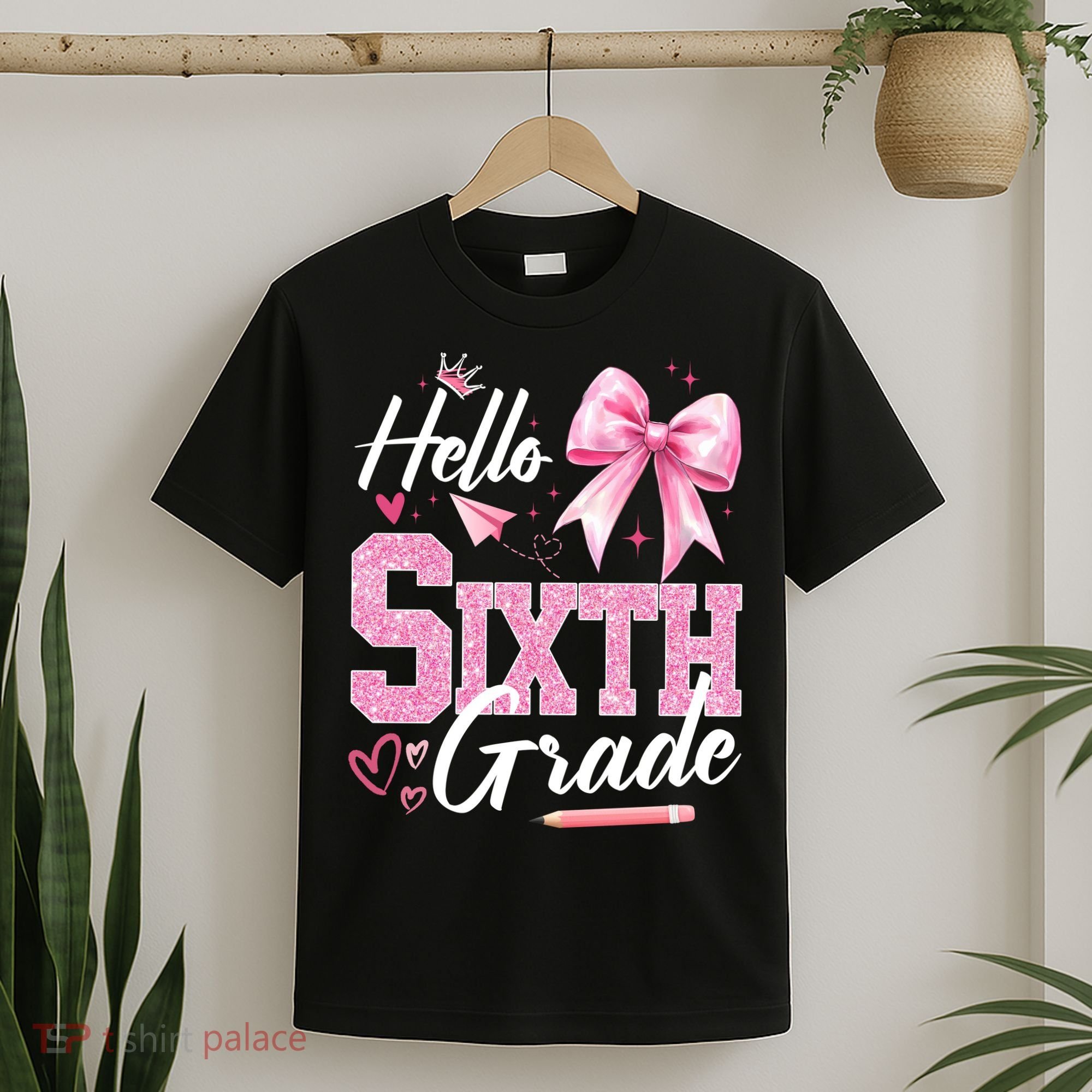 Hello Sixth 6th Grade First Day Of School Coquette Teacher Girl T-Shirt