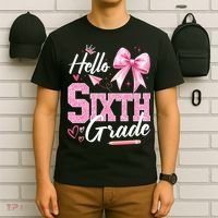 Hello Sixth 6th Grade First Day Of School Coquette Teacher Girl T-Shirt thumb 6