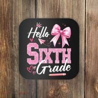 Hello Sixth 6th Grade First Day Of School Coquette Teacher Girl Coaster thumb 0