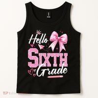 Hello Sixth 6th Grade First Day Of School Coquette Teacher Girl Tank Top thumb 2