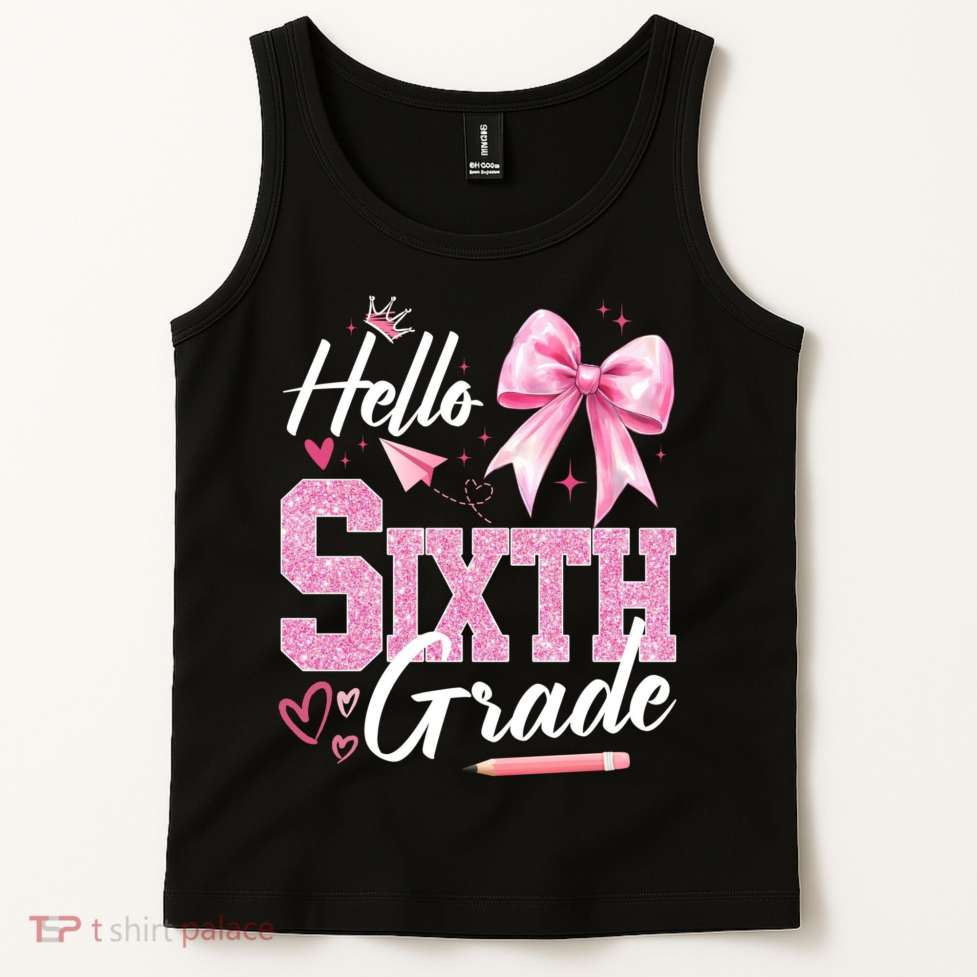 Hello Sixth 6th Grade First Day Of School Coquette Teacher Girl Tank Top