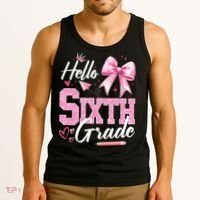 Hello Sixth 6th Grade First Day Of School Coquette Teacher Girl Tank Top thumb 3
