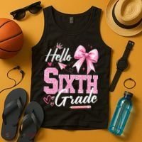 Hello Sixth 6th Grade First Day Of School Coquette Teacher Girl Tank Top thumb 4