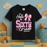 Hello Sixth 6th Grade First Day Of School Coquette Teacher Girl Toddler T-Shirt thumb 3