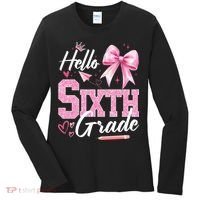 Hello Sixth 6th Grade First Day Of School Coquette Teacher Girl Women's Long Sleeve Shirt thumb 0