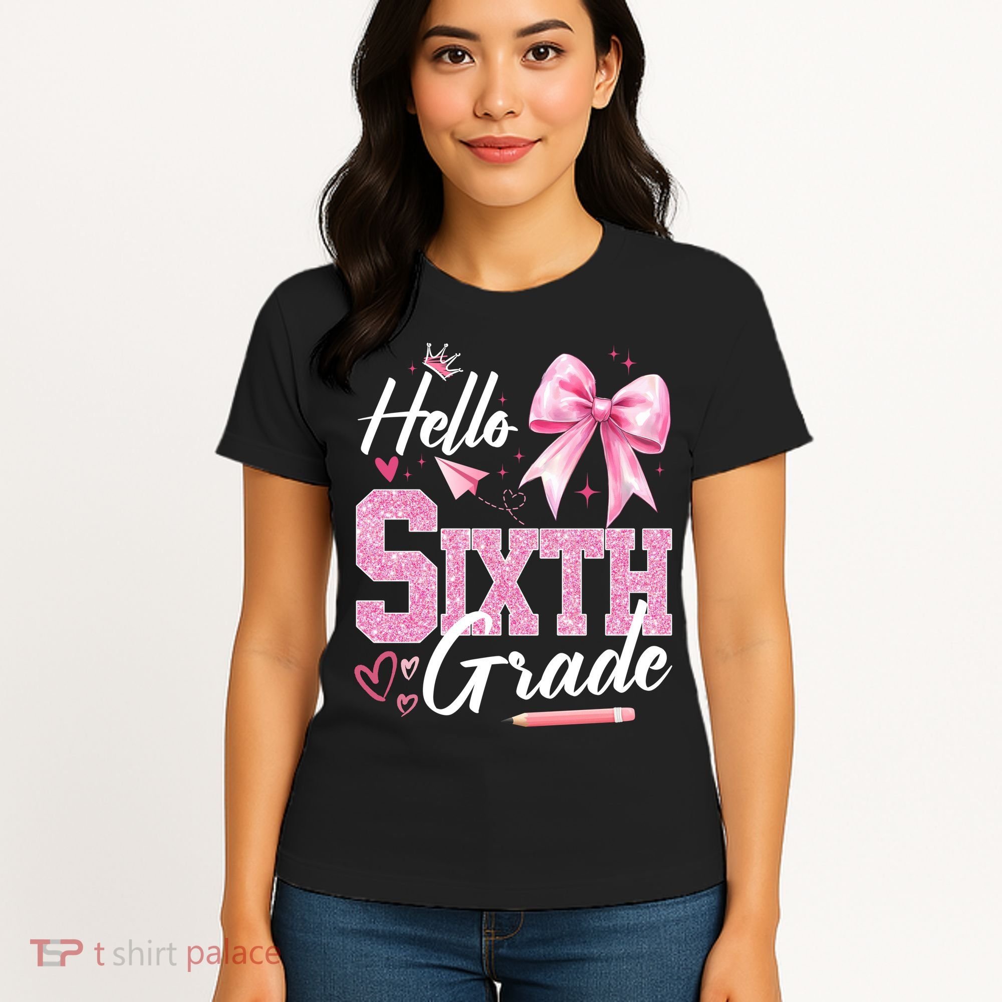 Hello Sixth 6th Grade First Day Of School Coquette Teacher Girl Women's T-Shirt