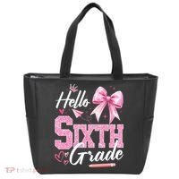 Hello Sixth 6th Grade First Day Of School Coquette Teacher Girl Tote Bag thumb 0