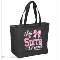 Hello Sixth 6th Grade First Day Of School Coquette Teacher Girl Tote Bag thumb 2