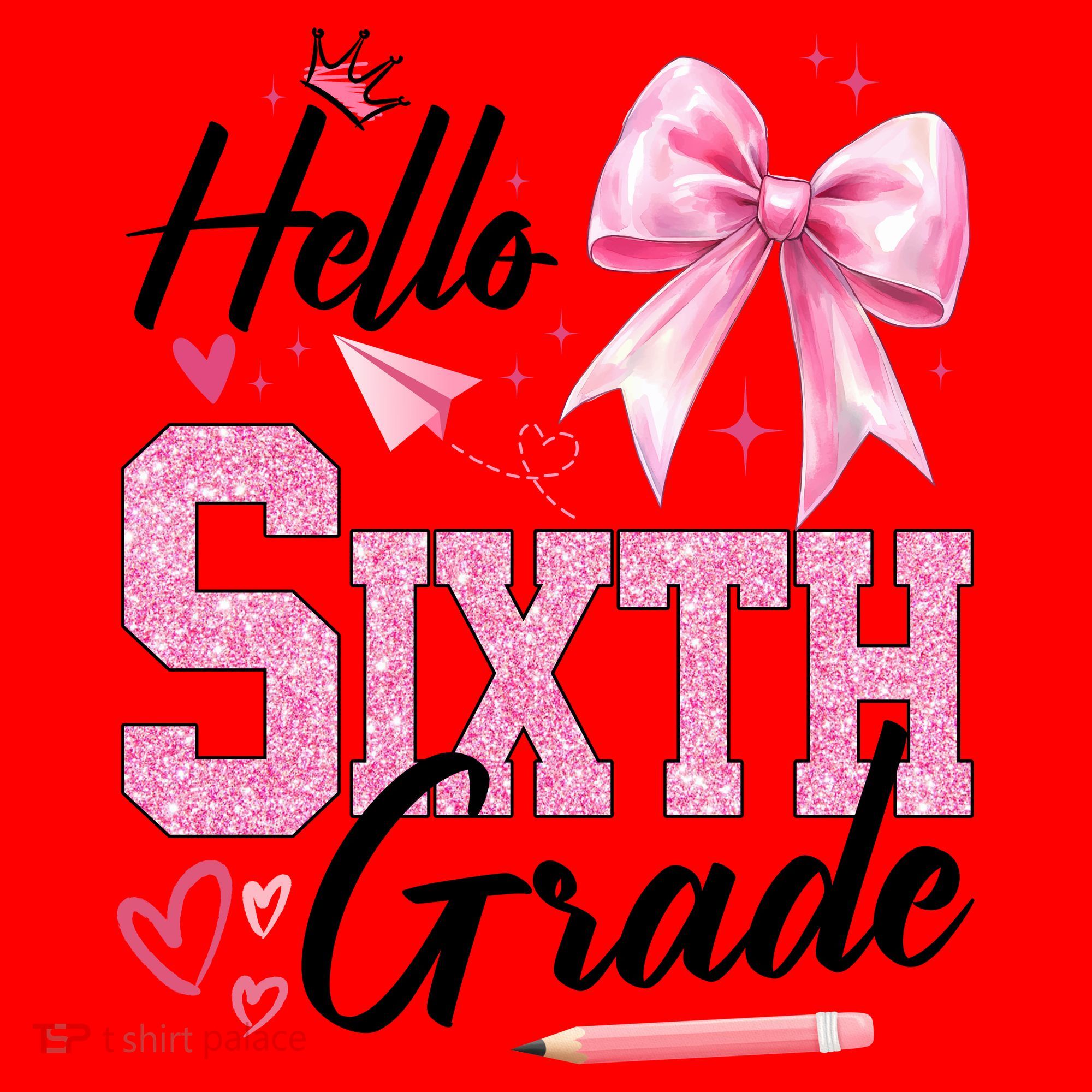 Hello Sixth 6th Grade First Day Of School Coquette Teacher Girl Santa Hat