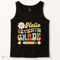 Hello Seventh 7th Grade Back To School Teachers Tank Top thumb 2