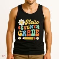 Hello Seventh 7th Grade Back To School Teachers Tank Top thumb 3