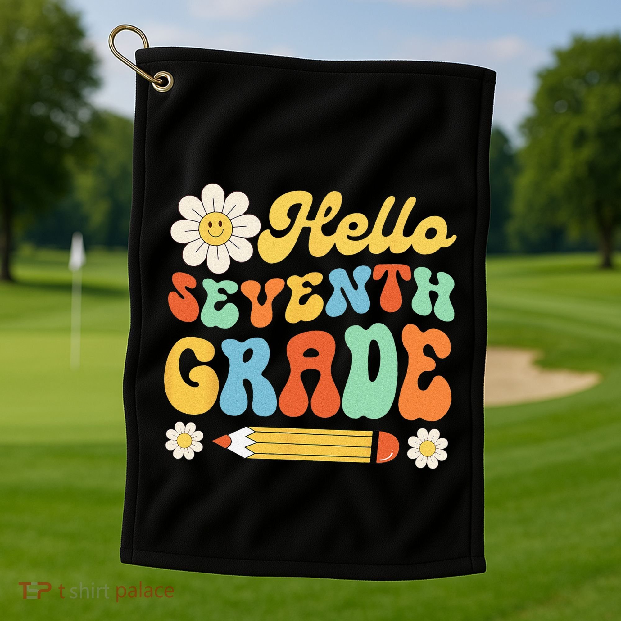 Hello Seventh 7th Grade Back To School Teachers Golf Towel