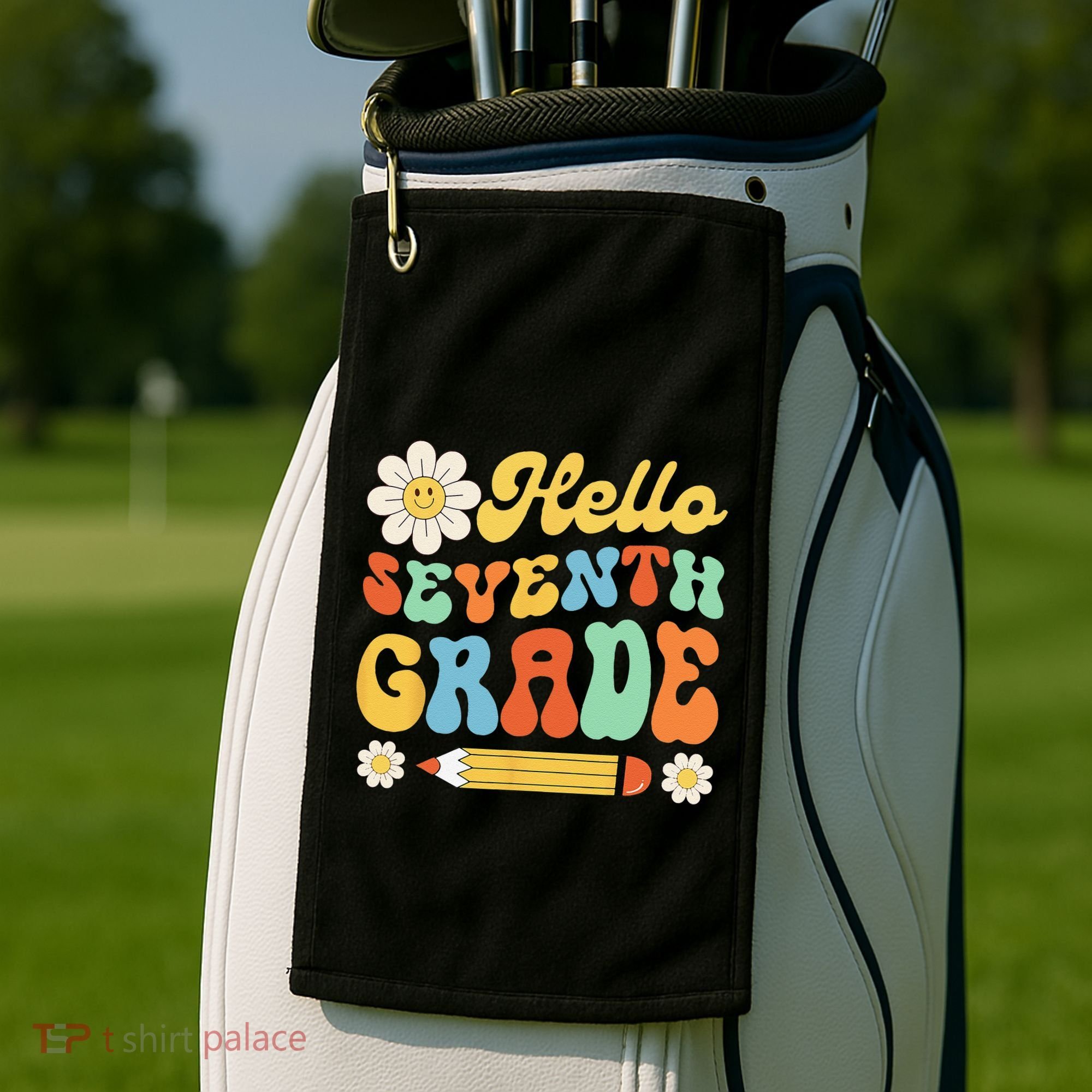 Hello Seventh 7th Grade Back To School Teachers Golf Towel