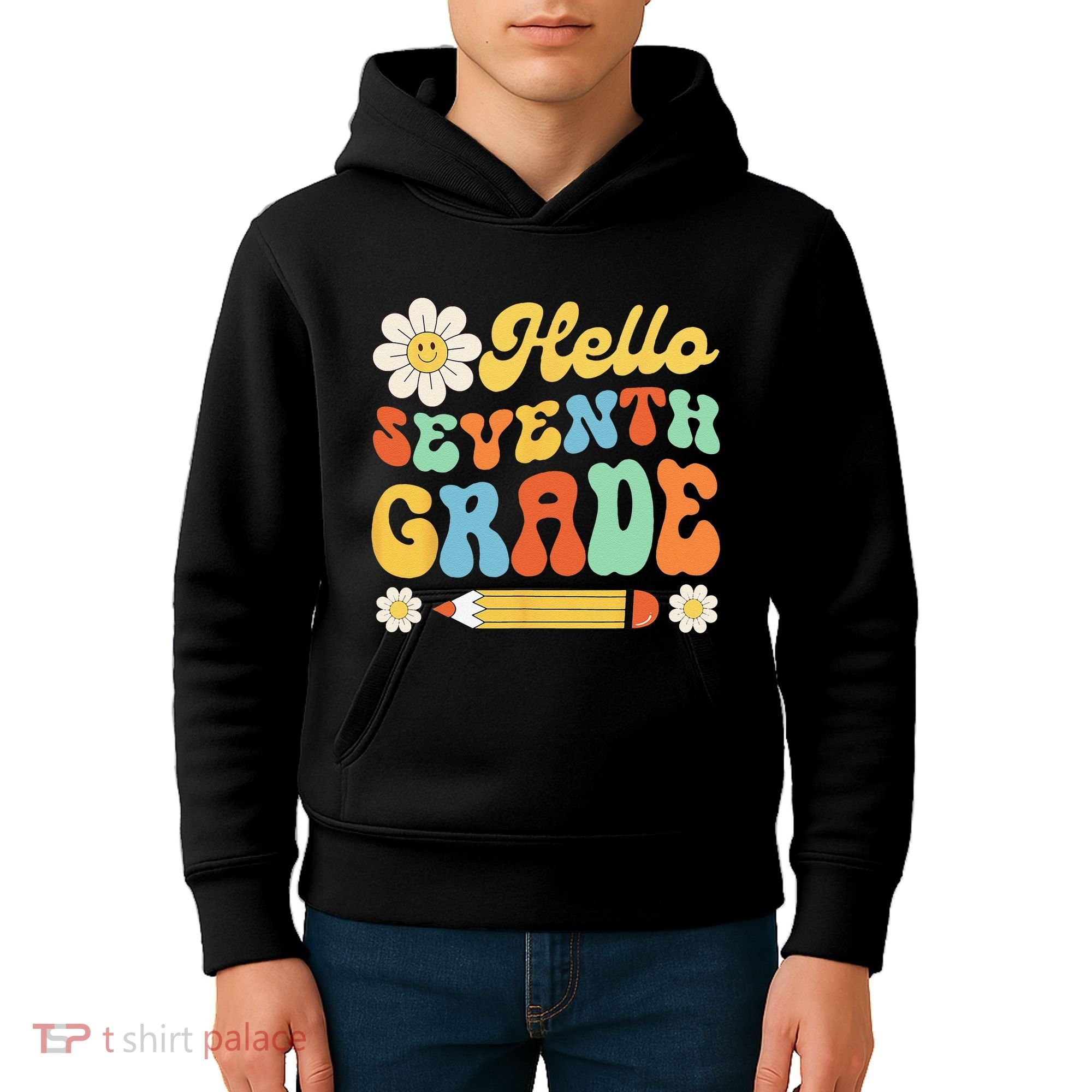 Hello Seventh 7th Grade Back To School Teachers Kids Hoodie
