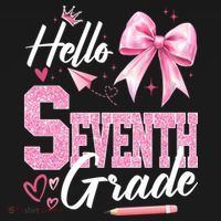 Hello Seventh 7th Grade First Day Of School Coquette Teacher Sweatshirt thumb 3