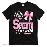 Hello Seventh 7th Grade First Day Of School Coquette Teacher T-Shirt thumb 0