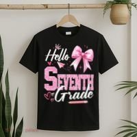 Hello Seventh 7th Grade First Day Of School Coquette Teacher T-Shirt thumb 2