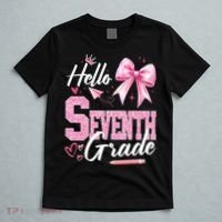 Hello Seventh 7th Grade First Day Of School Coquette Teacher T-Shirt thumb 5