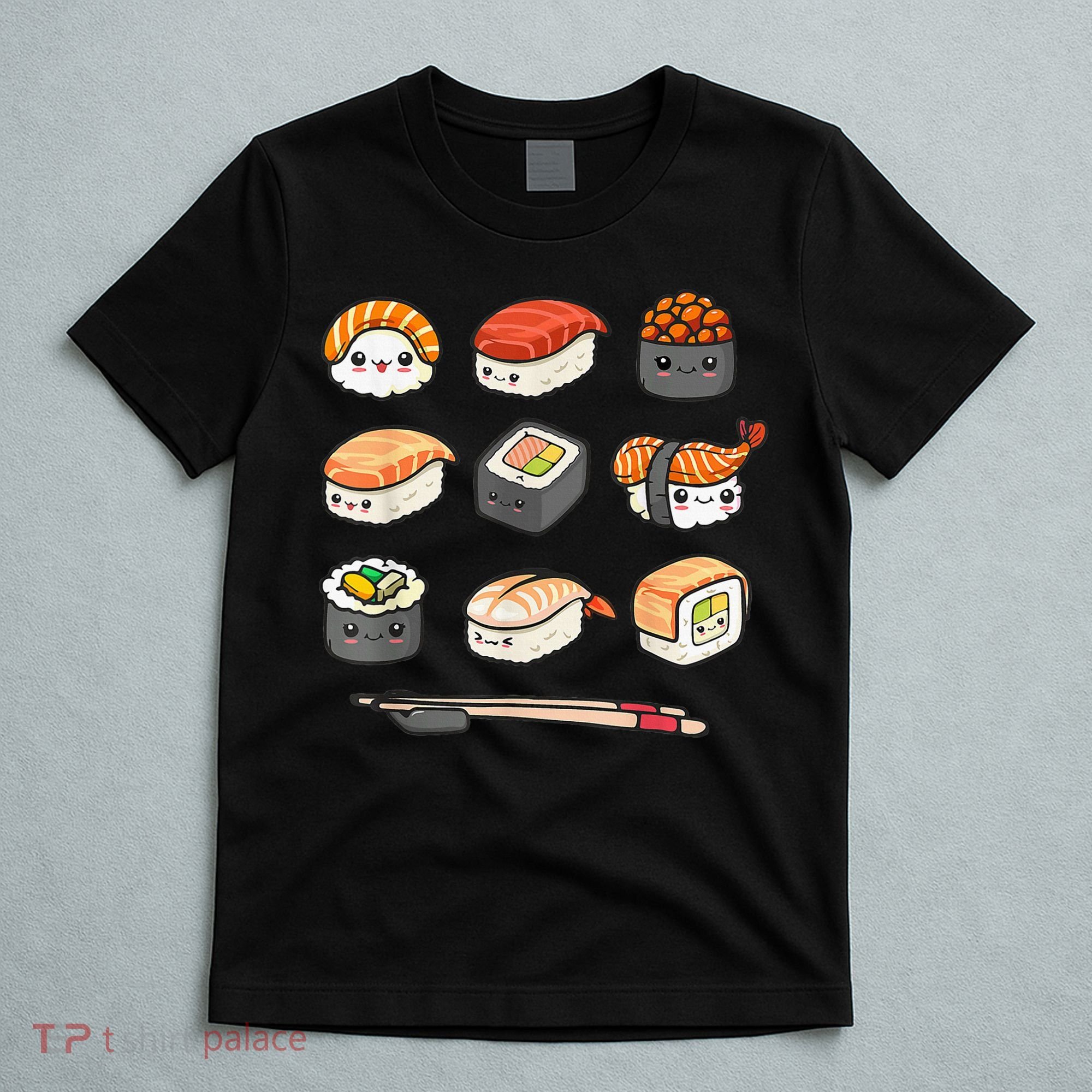 Happy Sushi Anime Kawaii Set Japanese Food Lover Otaku Manga T-Shirt