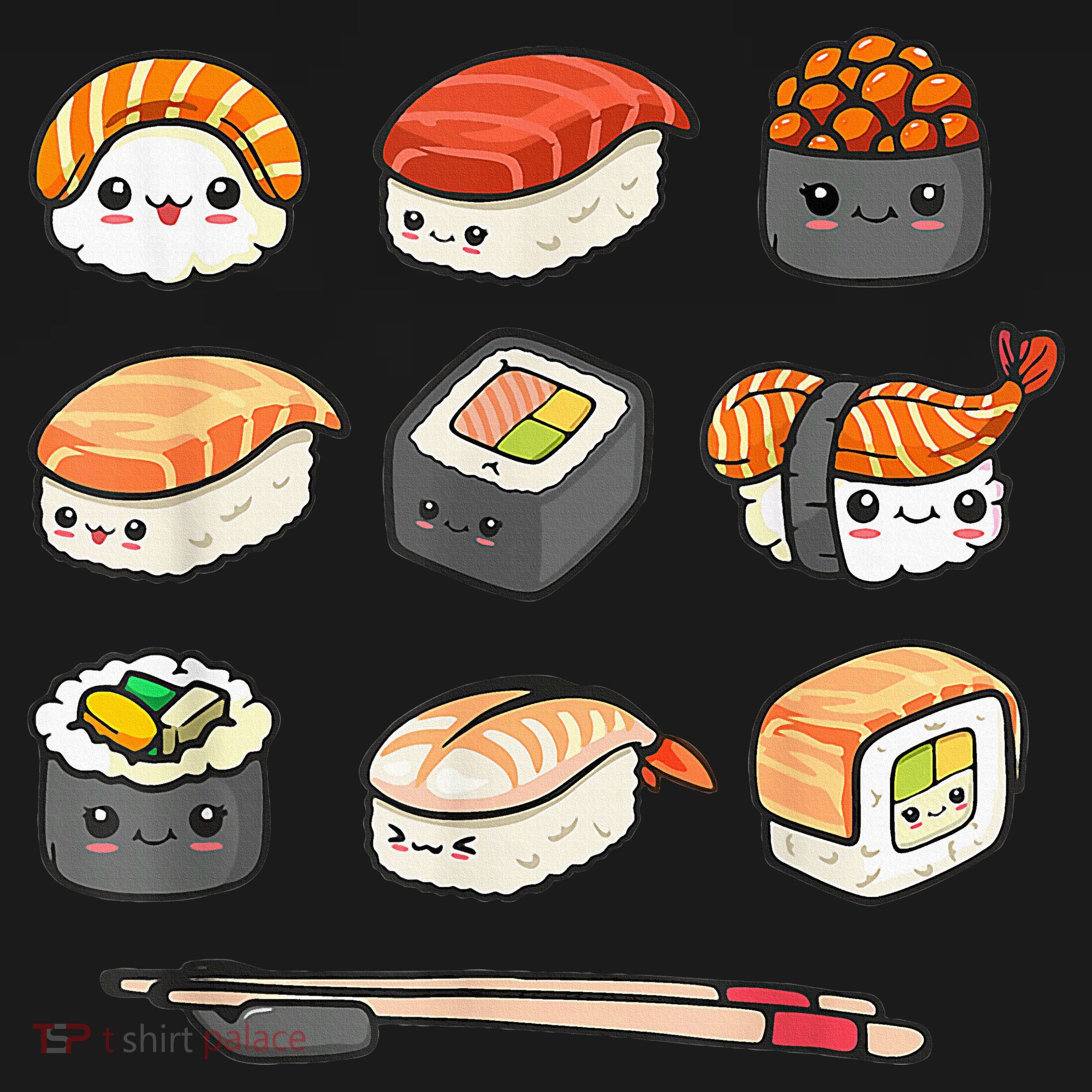 Happy Sushi Anime Kawaii Set Japanese Food Lover Otaku Manga Women's Tank Top