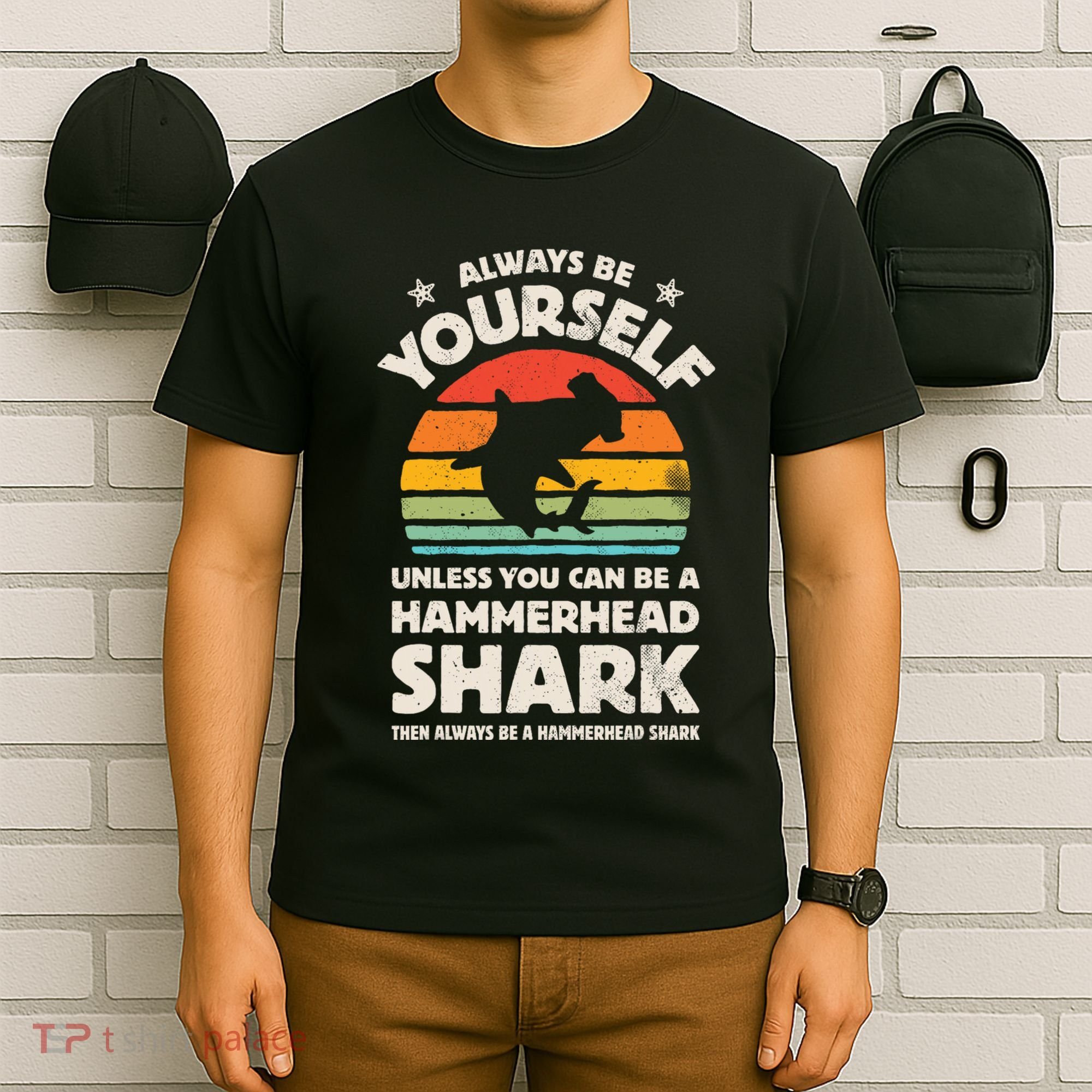 Hammerhead Shark Always Be Yourself Retro Vintage T-Shirt