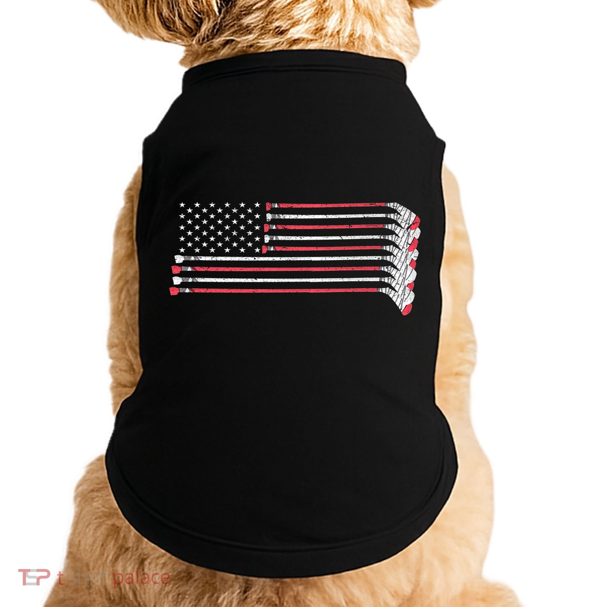 Hockey Sticks American Flag Doggie Tank