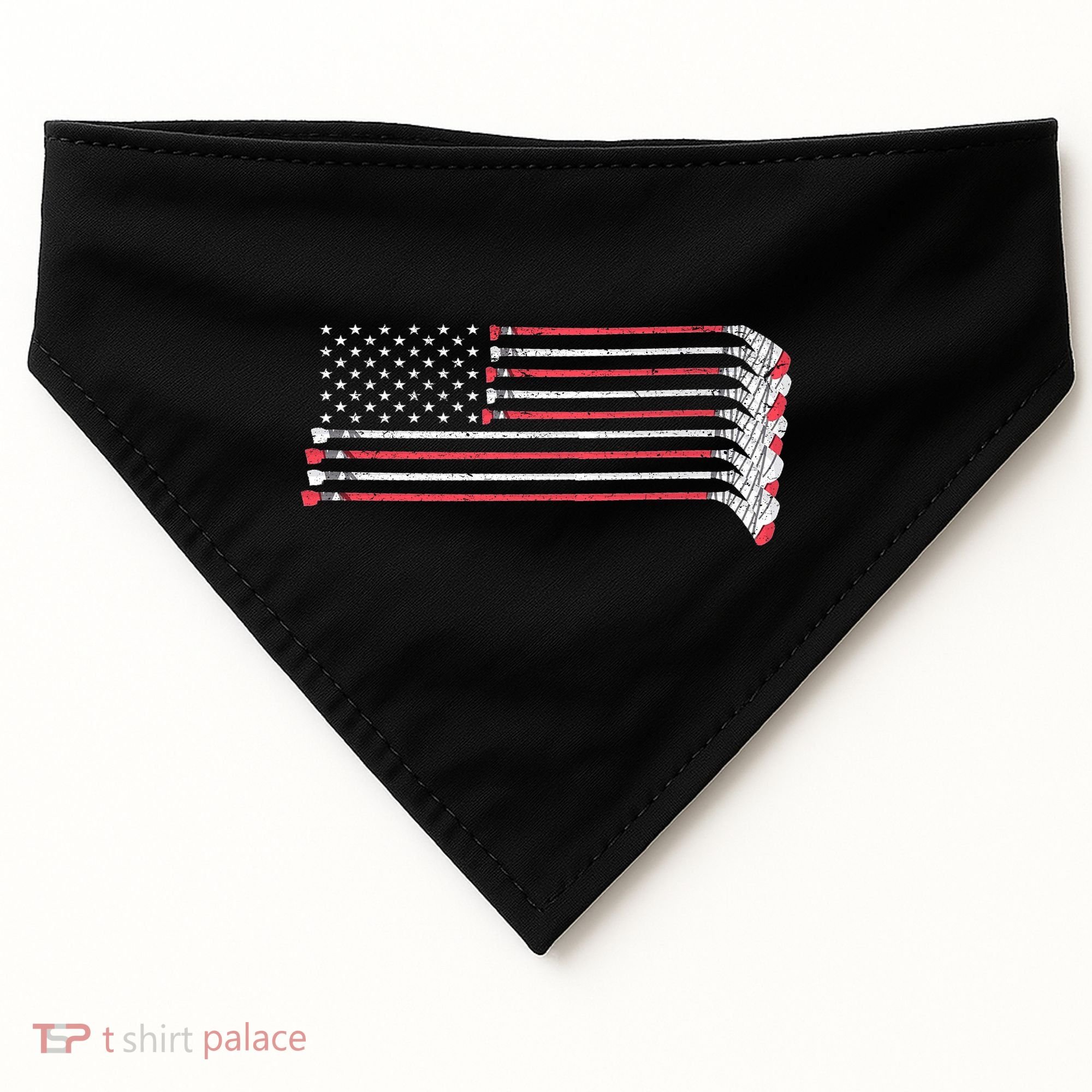 Hockey Sticks American Flag USA-Made Doggie Bandana