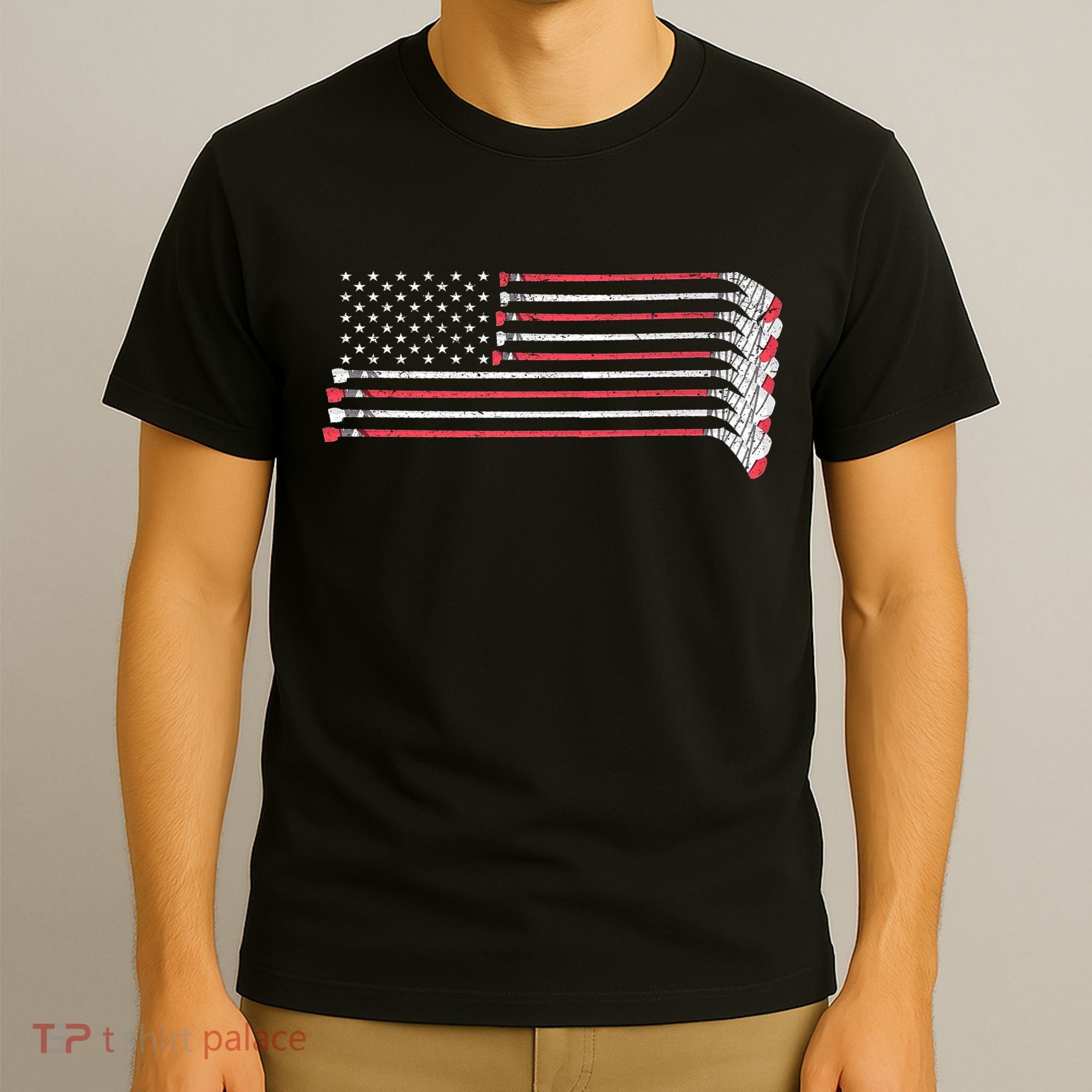 Hockey Sticks American Flag T-Shirt