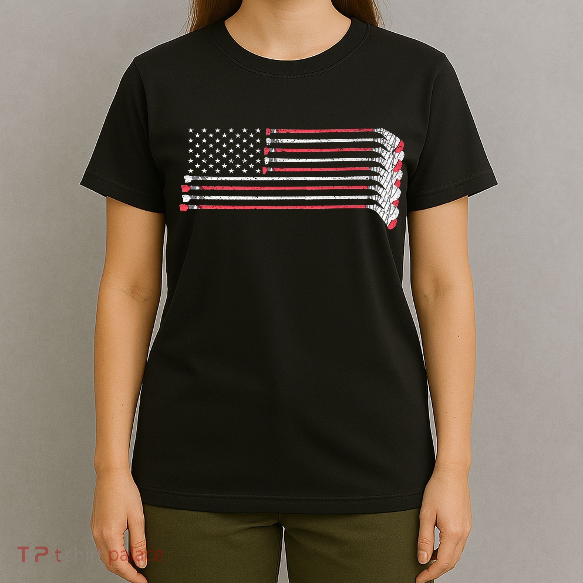 Hockey Sticks American Flag T-Shirt