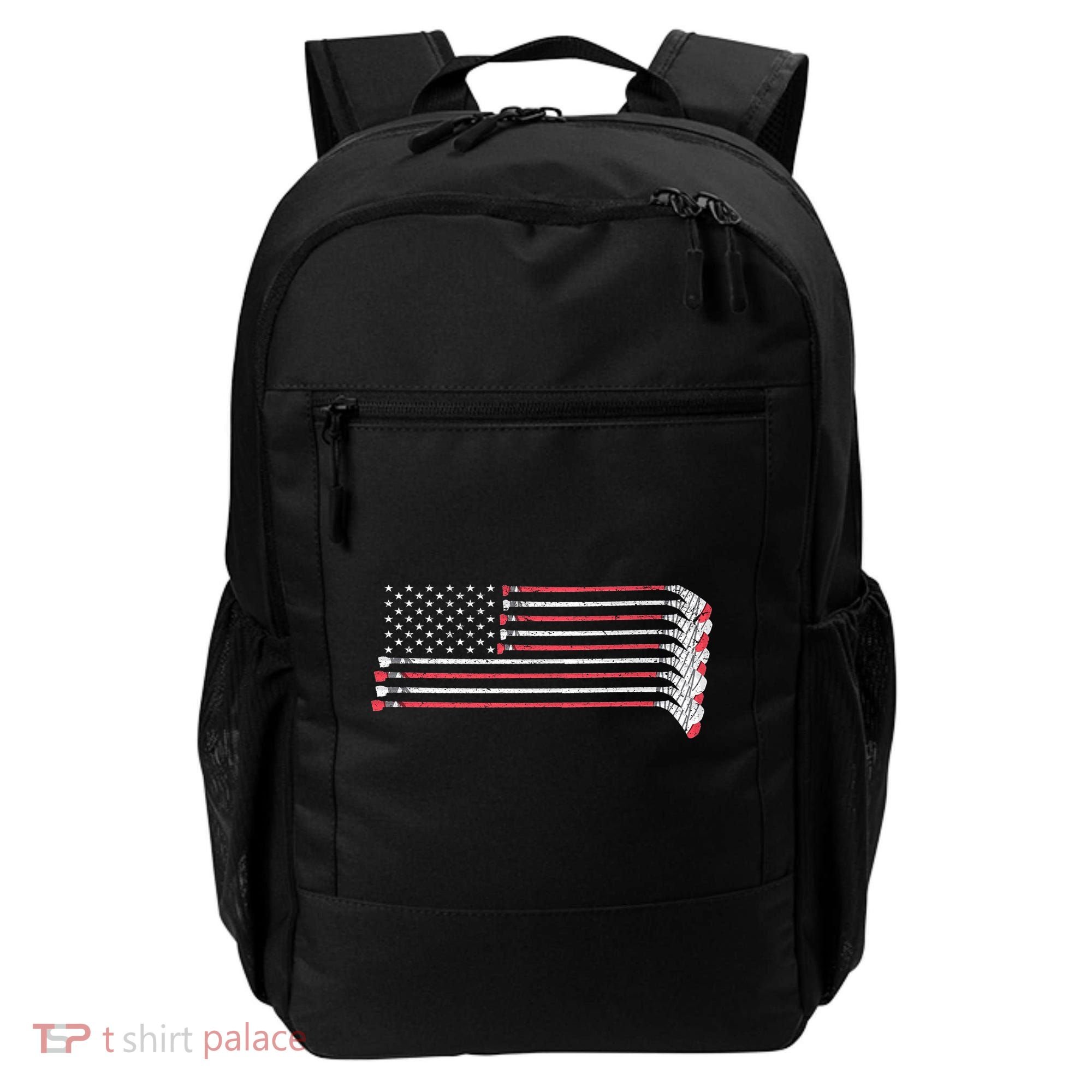 Hockey Sticks American Flag Backpack