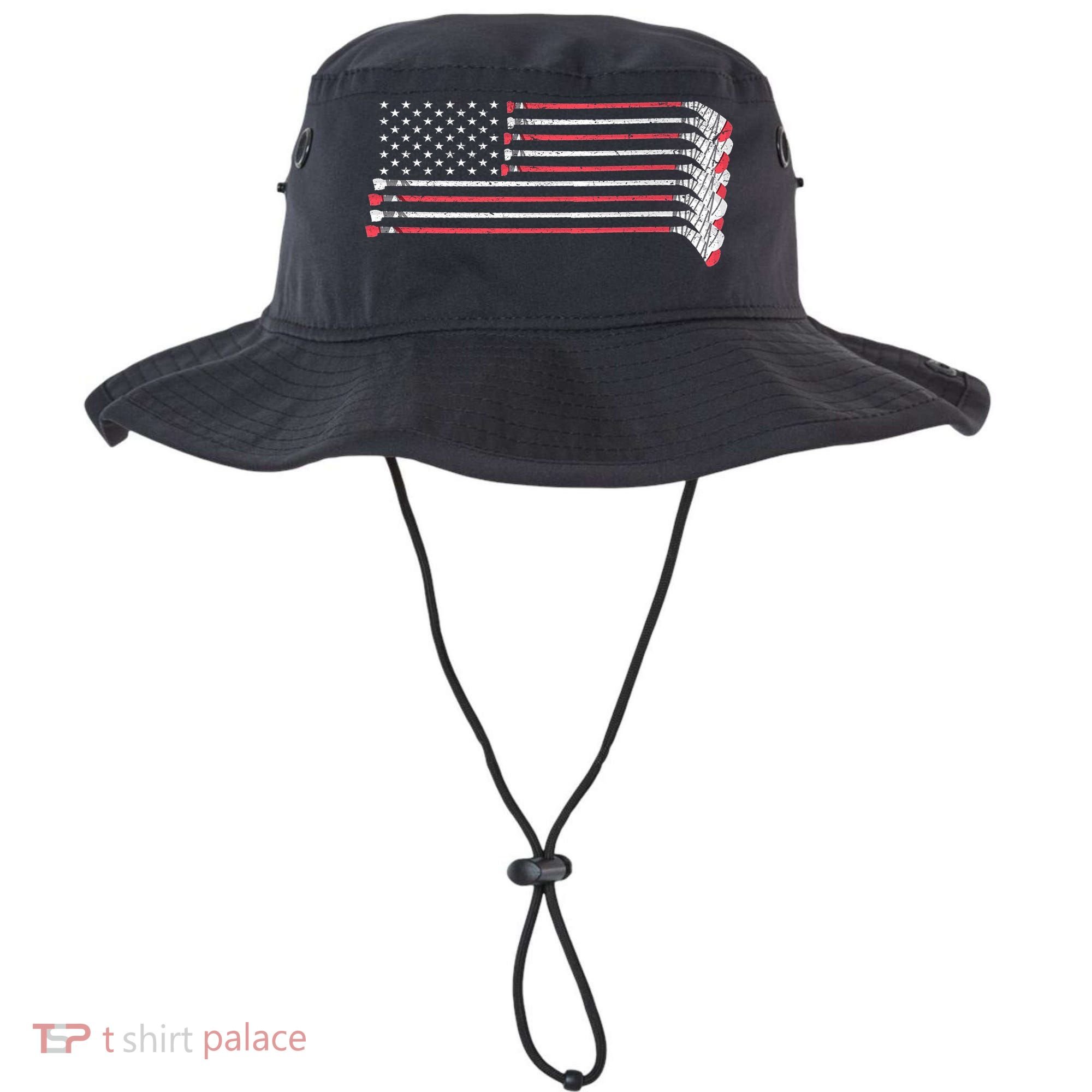 Hockey Sticks American Flag Bucket Hat