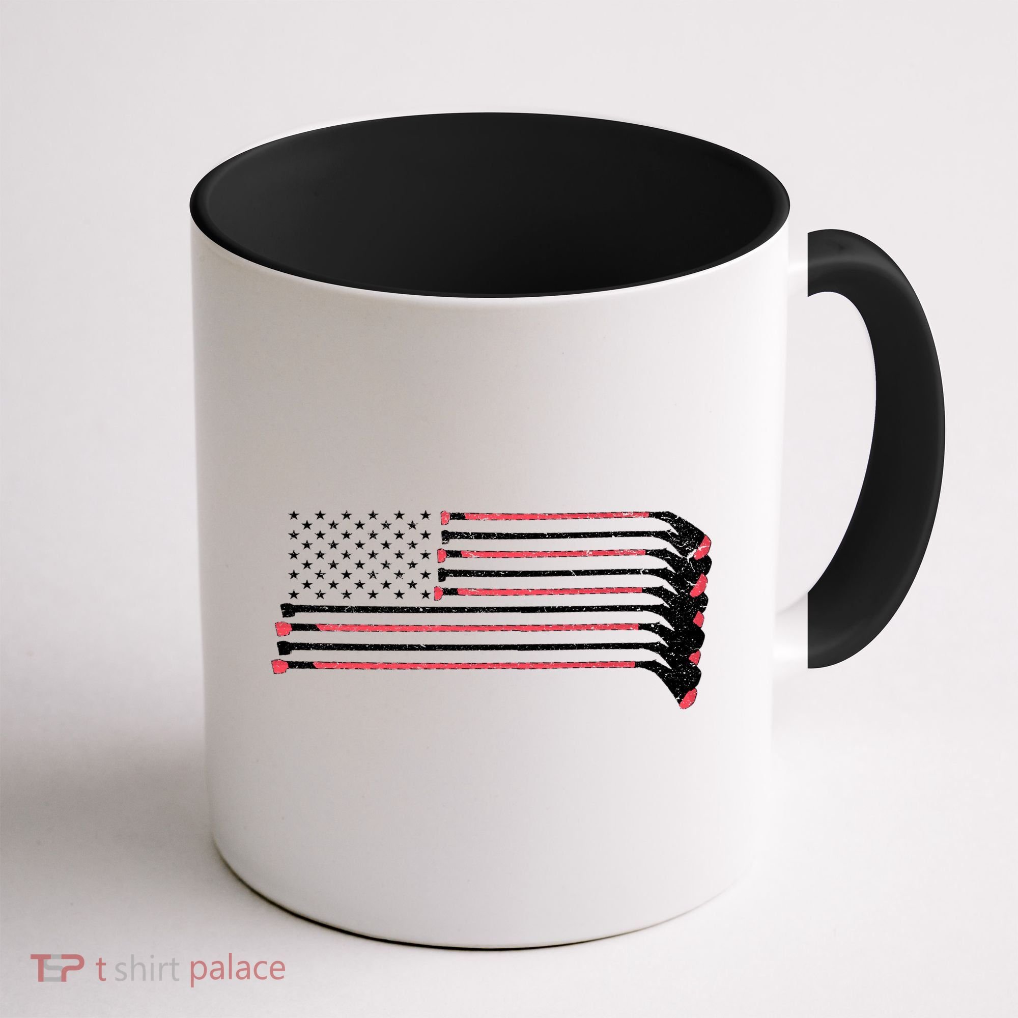 Hockey Sticks American Flag Coffee Mug