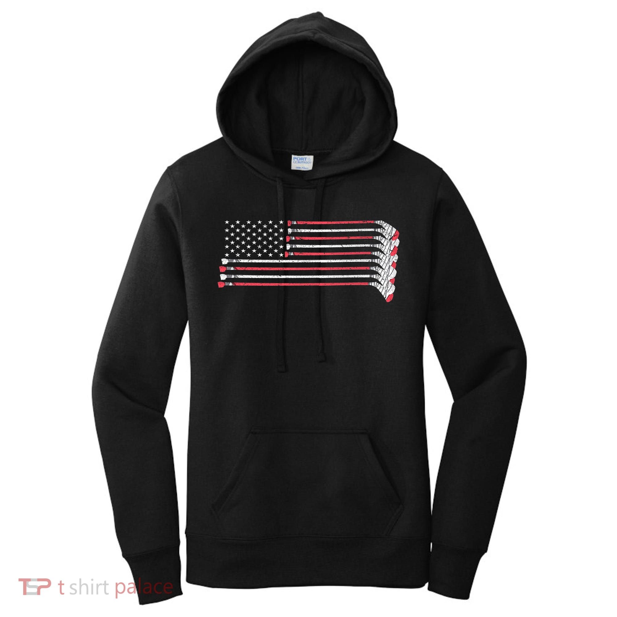 Hockey Sticks American Flag Women's Hoodie