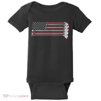 Hockey Sticks American Flag Baby Bodysuit
