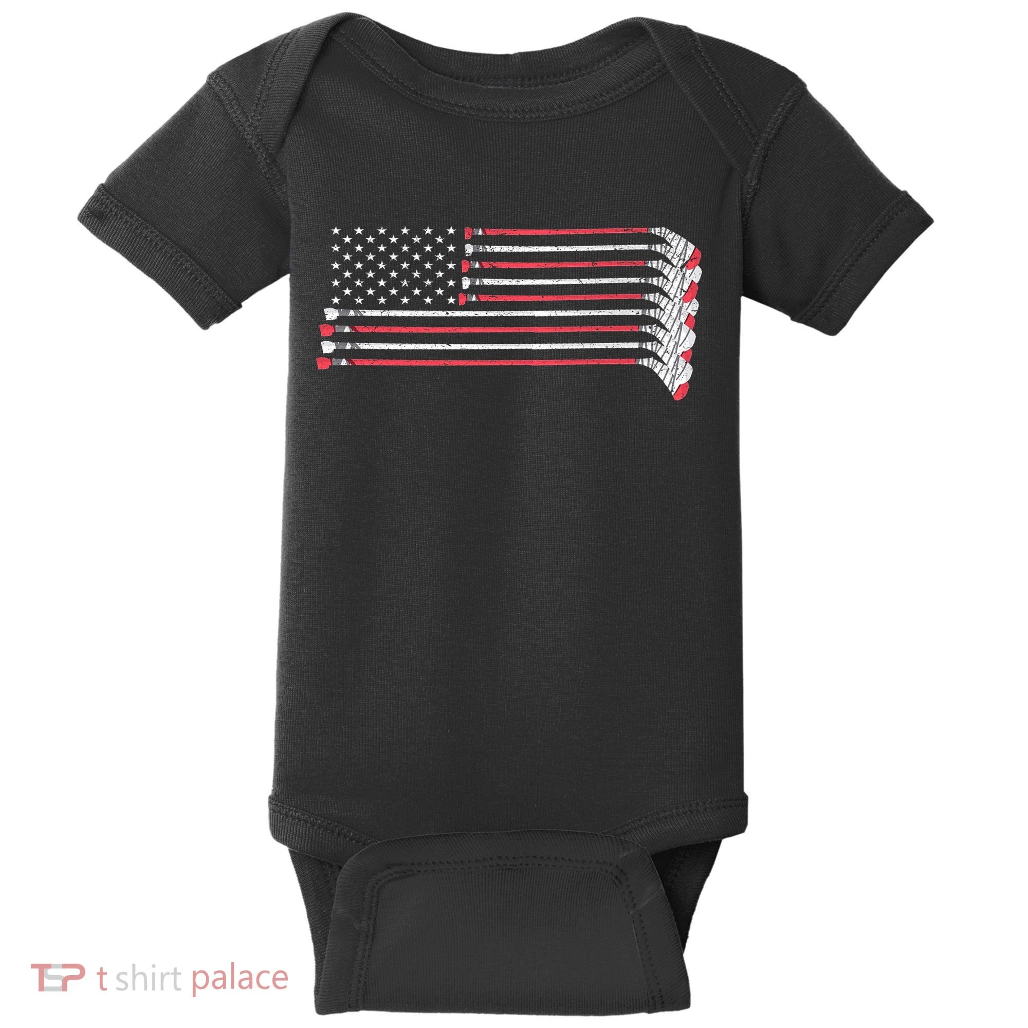 Hockey Sticks American Flag Baby Bodysuit