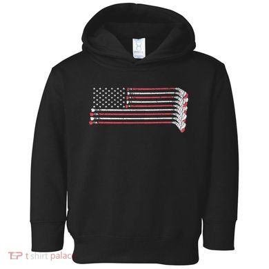 Hockey Sticks American Flag Toddler Hoodie