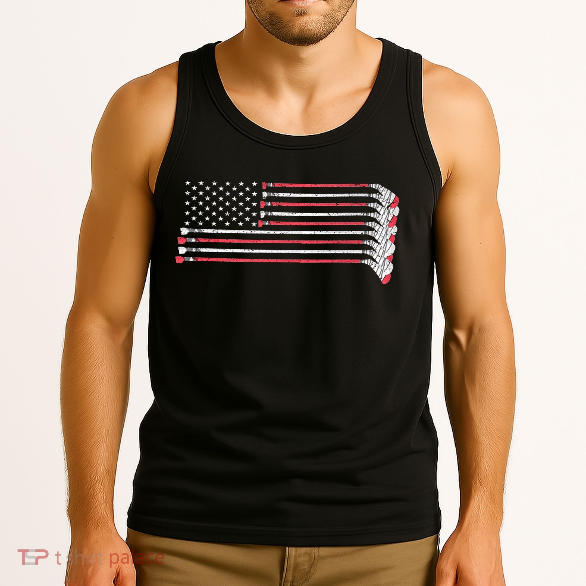 Hockey Sticks American Flag Tank Top