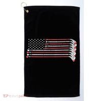 Hockey Sticks American Flag Golf Towel thumb 0