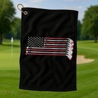 Hockey Sticks American Flag Golf Towel thumb 1