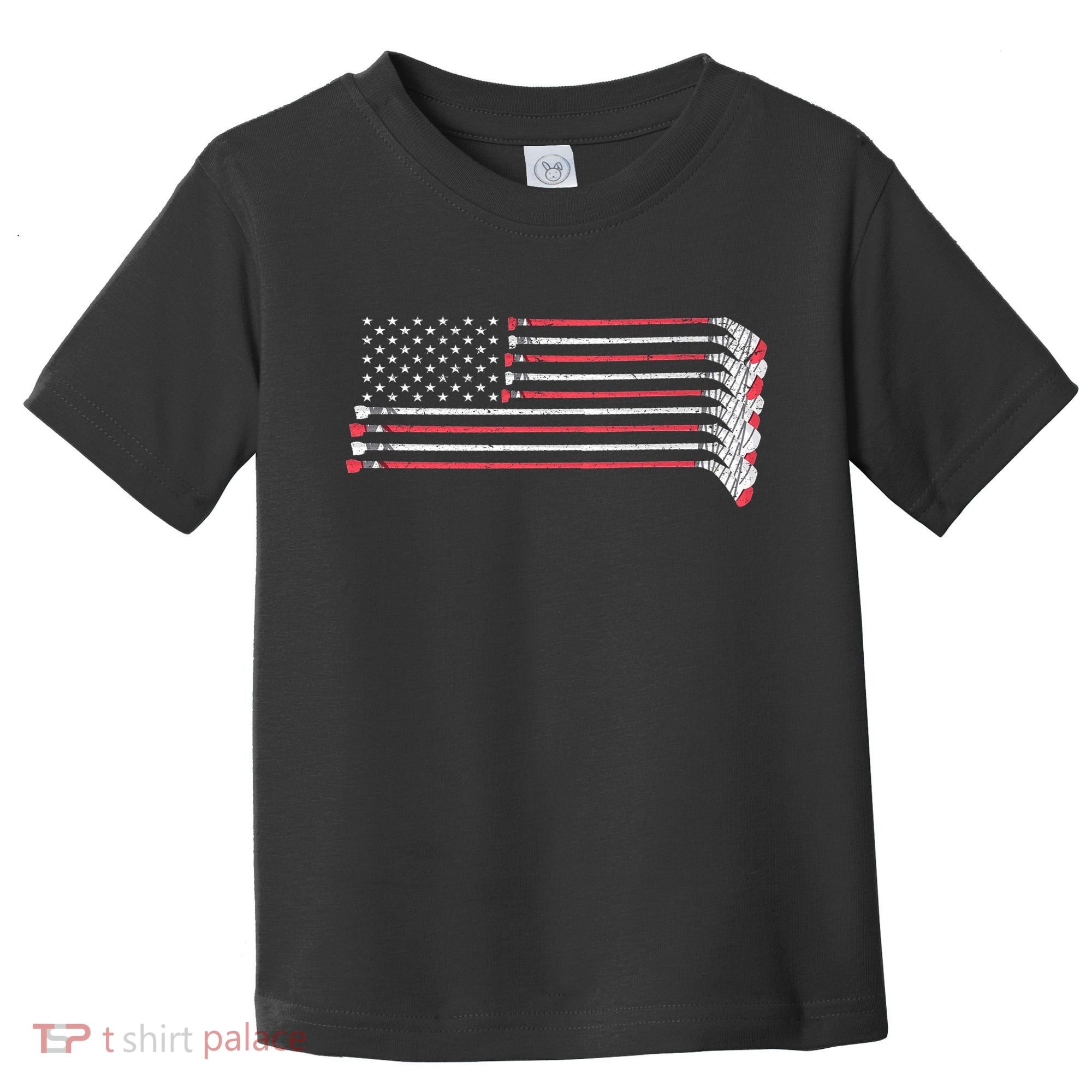 Hockey Sticks American Flag Toddler T-Shirt