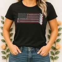 Hockey Sticks American Flag Women's T-Shirt thumb 2