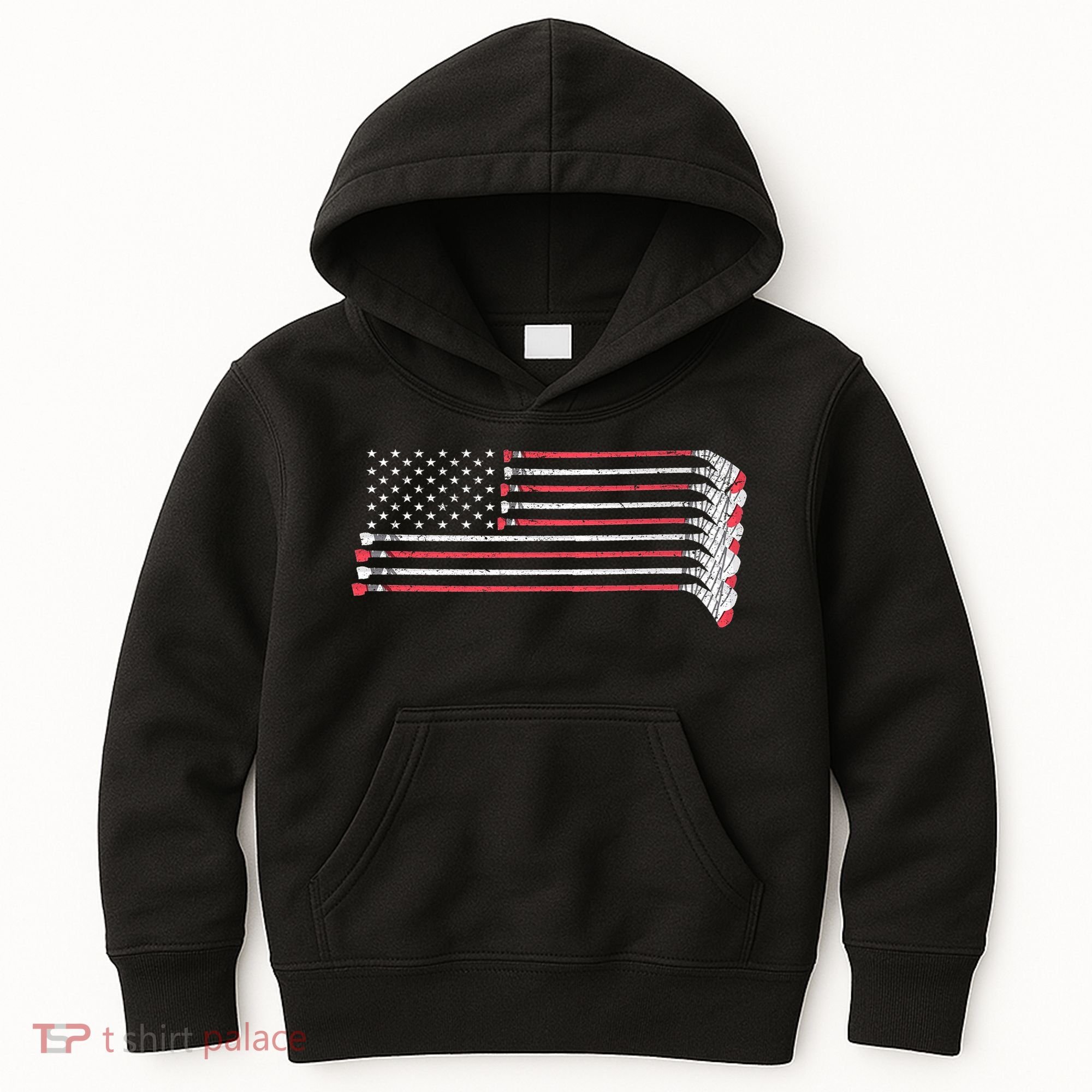 Hockey Sticks American Flag Kids Hoodie