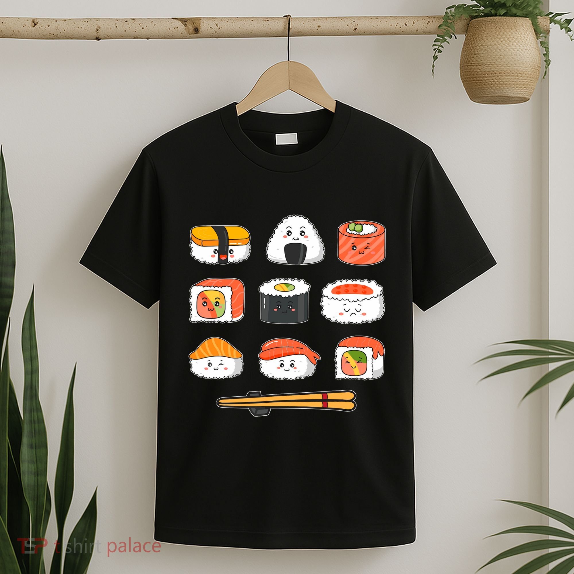 Happy Sushi Anime Kawaii Set Japanese Food Lover Otaku Manga T-Shirt