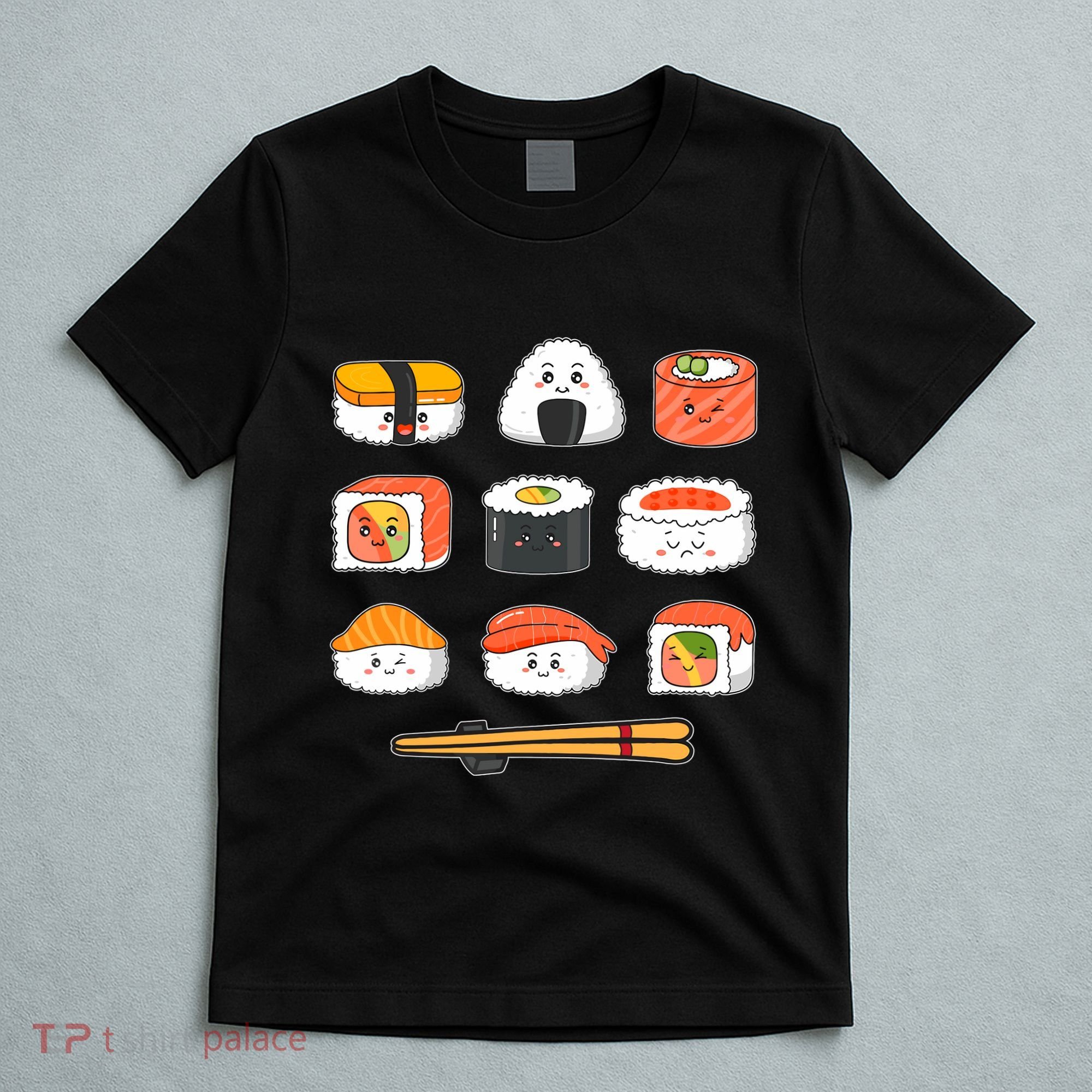 Happy Sushi Anime Kawaii Set Japanese Food Lover Otaku Manga T-Shirt